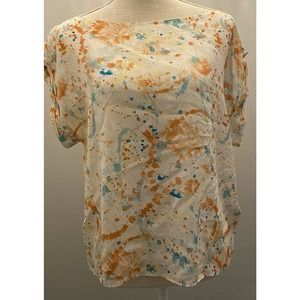 Alice + Olivia Colorful Paint Splash Silk Top EUC Women’s Size Large